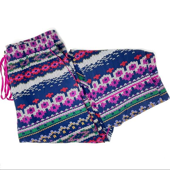 Trina Turk 100% Silk Fair Isle Knit Print Wide Leg Walker Pant Women's Med $128 - Picture 4 of 9